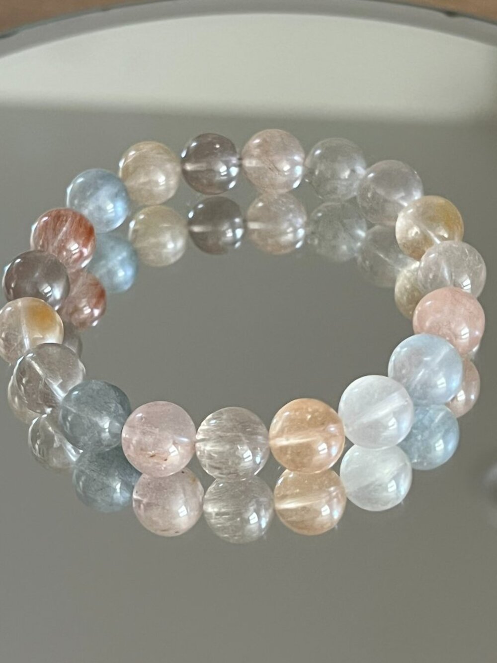 Colorful Rabbit Hair Quartz Beaded Bracelet